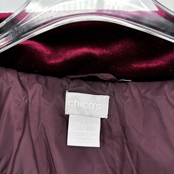 Chico's Quilted Anorak Puffer Jacket in Burgundy Size Small - Picture 11 of 14
